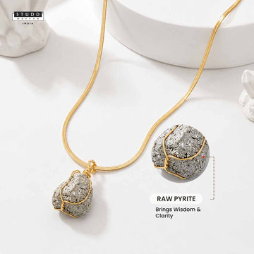 24K Gold-Toned Aesthetic Pyrite Locket with Velor Snake Chain