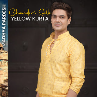 Chanderi Silk Yellow Kurta