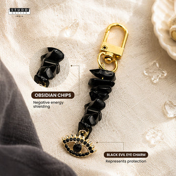 Obsidian Crystal Keychain