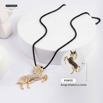 Spirit of Stallion Pyrite Pendant - 24K Gold Plated