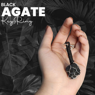 ⁠Black Agate Keyring