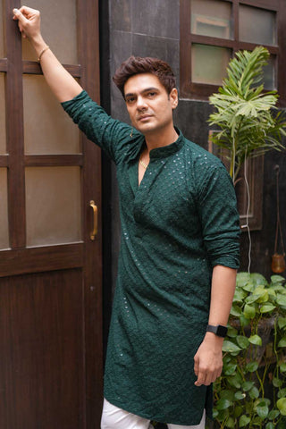 Green Chikankari Kurta