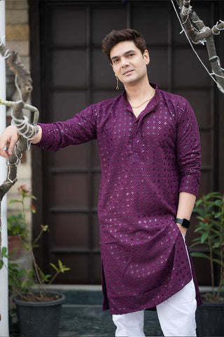 Purple Chikankari Kurta