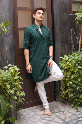 Green Chikankari Kurta