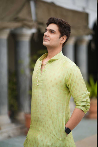 Chanderi Silk Lime Green Kurta