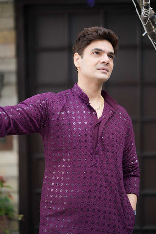 Purple Chikankari Kurta