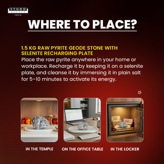 1.5 Kg Raw Pyrite Geode Stone With Selenite Recharging Plate