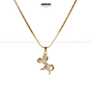 Ride Your Destiny Horse Pendant - 24k Gold Tone Plated [ Gold Chain ]