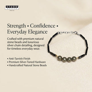 Pyrite Crystal Black Rice Bracelet