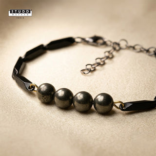 Pyrite Crystal Black Rice Bracelet