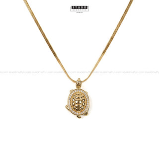 Turtle of Abundance Pendant - 24k Gold Tone Plated [ With Chain ]