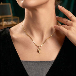 Fierce Tiger Pendant - 24k Gold Tone Plated [ Gold Chain ]