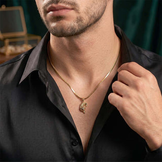 Fierce Tiger Pendant - 24k Gold Tone Plated [ Gold Chain ]