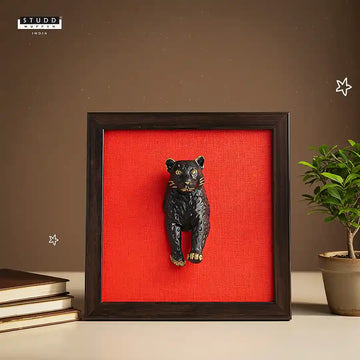 3D Tourmaline Leopard Wall Art [Complimentary Wooden Frame]