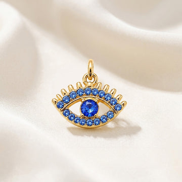 Blue Evil Eye Pendant - 24k Gold Tone
