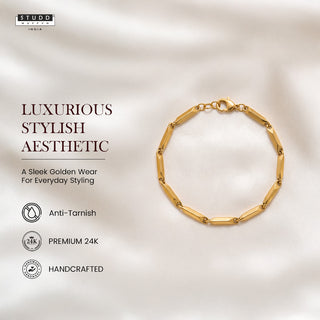 Rice Chain Bracelet - 24k Gold Plated
