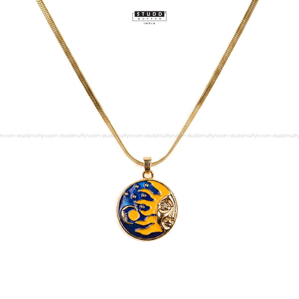 Radiant Surya Crystal Pendant - 24K Gold Plated [ With Velore Snake Chain]