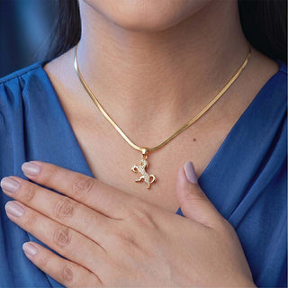 Ride Your Destiny Horse Pendant - 24k Gold Tone Plated [ Gold Chain ]