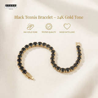 Midnight Tennis Bracelet – 24K Gold Tone