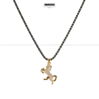 Ride Your Destiny Horse Pendant - 24k Gold Tone Plated [Black Chain]