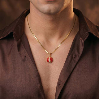 Lucky Ladybug Pendant - 24k Gold Tone Plated [ With Chain ]