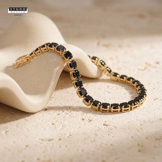 Midnight Tennis Bracelet – 24K Gold Tone