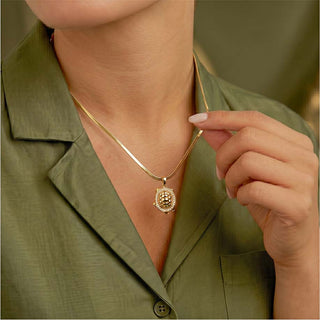 Turtle of Abundance Pendant - 24k Gold Tone Plated [ With Chain ]