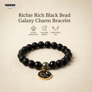 Richie Rich Black Bead Galaxy Charm Bracelet