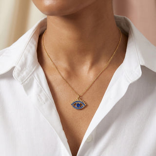 Blue Evil Eye Pendant - 24k Gold Tone