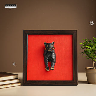 3D Tourmaline Leopard Wall Art [Complimentary Wooden Frame]