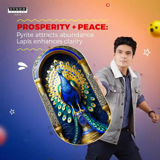 Pyrite–Lapis Peacock Frame [ Capsule Shape ]