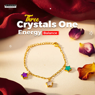 3 Star Gold Chain Crystal Bracelet