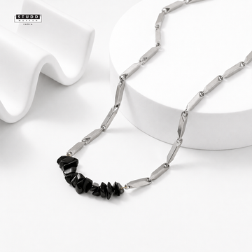 Alchemy Obsidian Rice Chain Pendant — Black Obsidian Necklace