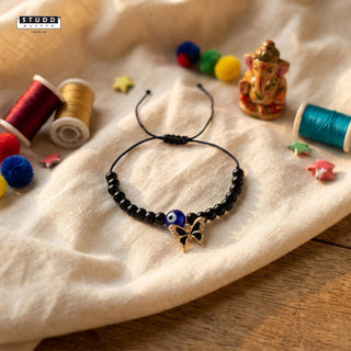 Nazaria Black Butterfly Pendant Kids Rakhi