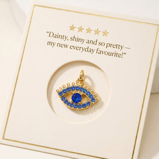 Blue Evil Eye Pendant - 24k Gold Tone