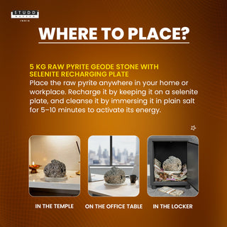 5 Kg Raw Pyrite Geode Stone With Selenite Recharging Plate