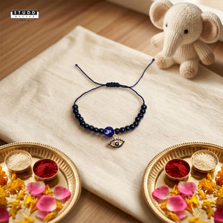 Nazaria Black Evil Eye Pendant Kids Rakhi