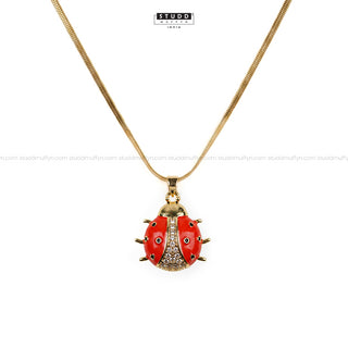 Lucky Ladybug Pendant - 24k Gold Tone Plated [ With Chain ]