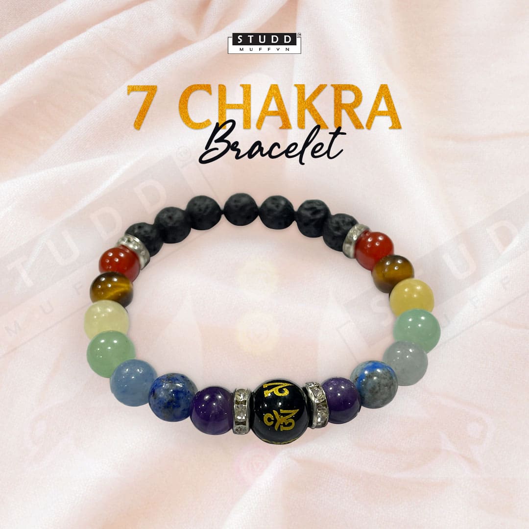 7 Chakra Bracelet Healing Balance Beaded Lava Natural Stone Yoga Reiki  Prayer | eBay