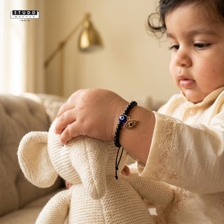 Nazaria Black Evil Eye Pendant Kids Rakhi
