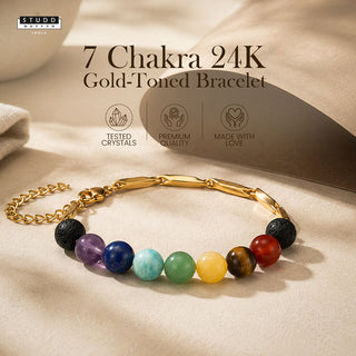 7 Chakra 24K Gold-Toned Rice Chain Bracelet