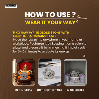 7 Kg Raw Pyrite Geode Stone With Selenite Recharging Plate