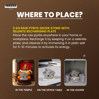 7 Kg Raw Pyrite Geode Stone With Selenite Recharging Plate