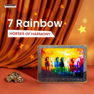 7 Rainbow Richie Rich Horses of Harmony With Gold Frame [Rectangle Shape]