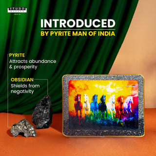 7 Rainbow Richie Rich Horses of Harmony With Gold Frame [Rectangle Shape]