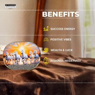 7 White Running Horses Pyrite Plate [Capsule Frame]