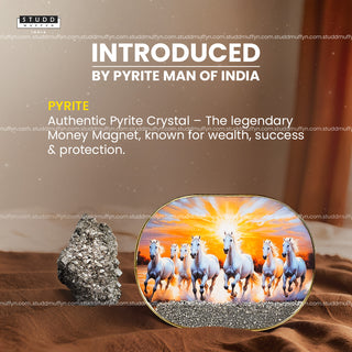 7 White Running Horses Pyrite Plate [Capsule Frame]