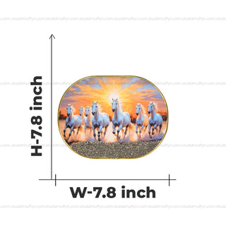 7 White Running Horses Pyrite Plate [Capsule Frame]