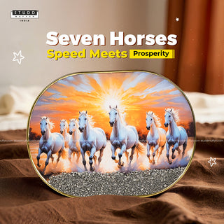 7 White Running Horses Pyrite Plate [Capsule Frame]