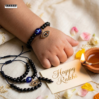 Nazaria Black Evil Eye Pendant Kids Rakhi